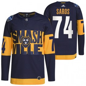 Nashville Predators Juuse Saros 74 Adidas 2022 Stadium Series Authentic Shirt - Mannen